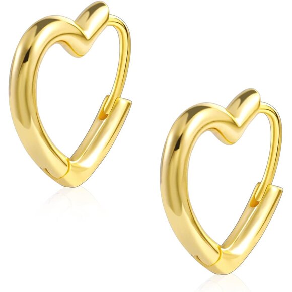 Jewelry - Women Gold Heart Shaped Huggie Hoop Hypoallergenic Cartilage Earings for Gifts